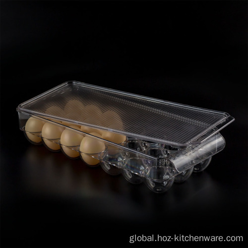 Refrigerator Storage Bins Clear Plastic Egg Tray Holder with Lid Manufactory